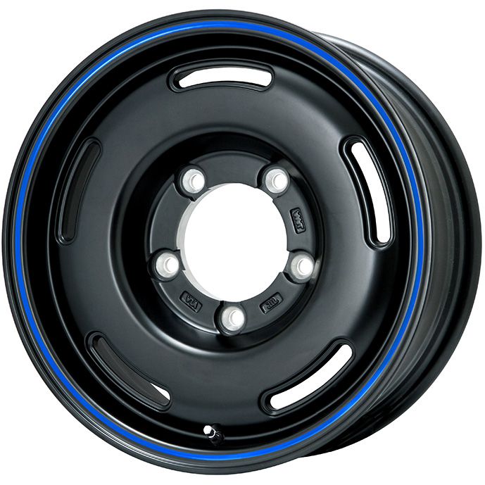 【ホイール単品4本セット】 PREMIX プレミックス プディン(マットブラック/ブルーライン) 5.5J 15インチ(送料無料)