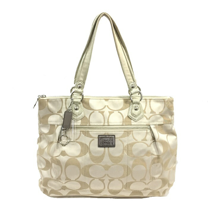 Coach Tote Bag Signature 18351 Ivory Beige Pink Used Canvas Silver Metal Ings Poppy Signess Charr D1120 Refined Lam Genuine Article Coach Tote Bag Signature 18351 Ivory Beige Pink Used Canvas Silver Metal Ings Poppy Signess Charr D1120 Refined Lam Genuine Article