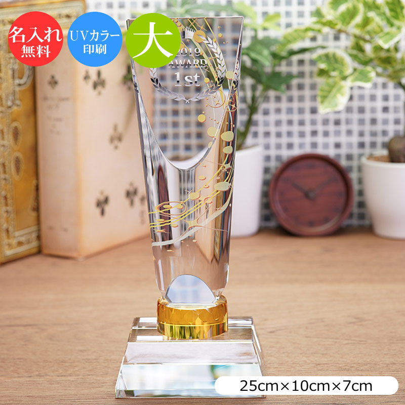 トロフィー クリスタル ガラス (大) 記念品 景品 表彰品 認定証 感謝状 周年記念 創立記念 社内表彰 退職祝い 認定証 卒業記念品 優勝トロフィー 表彰 卒業 感謝状 表彰状 スポーツ大会 コンペ賞品 ゴルフコンペ スポーツ イベント おしゃれ ガラス製 ブロンズ cr-35-a｜快適生活百貨店