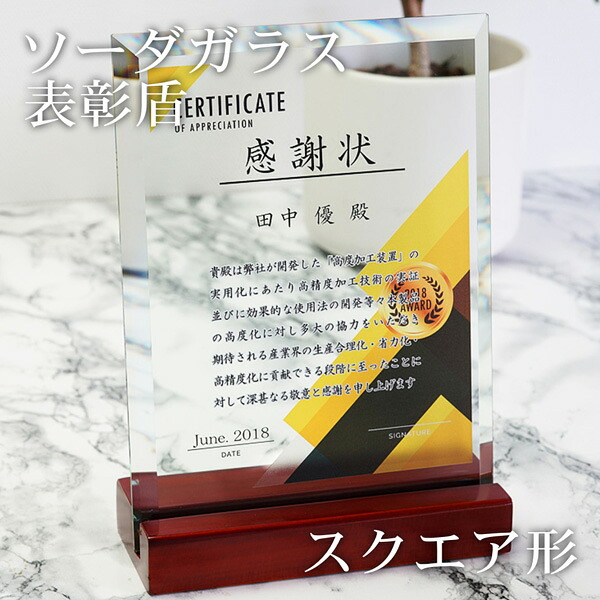 表彰盾 名入れ 企業表彰 社内表彰 取引先表彰 記念品 ガラス クリスタルガラス dsp-2｜快適生活百貨店