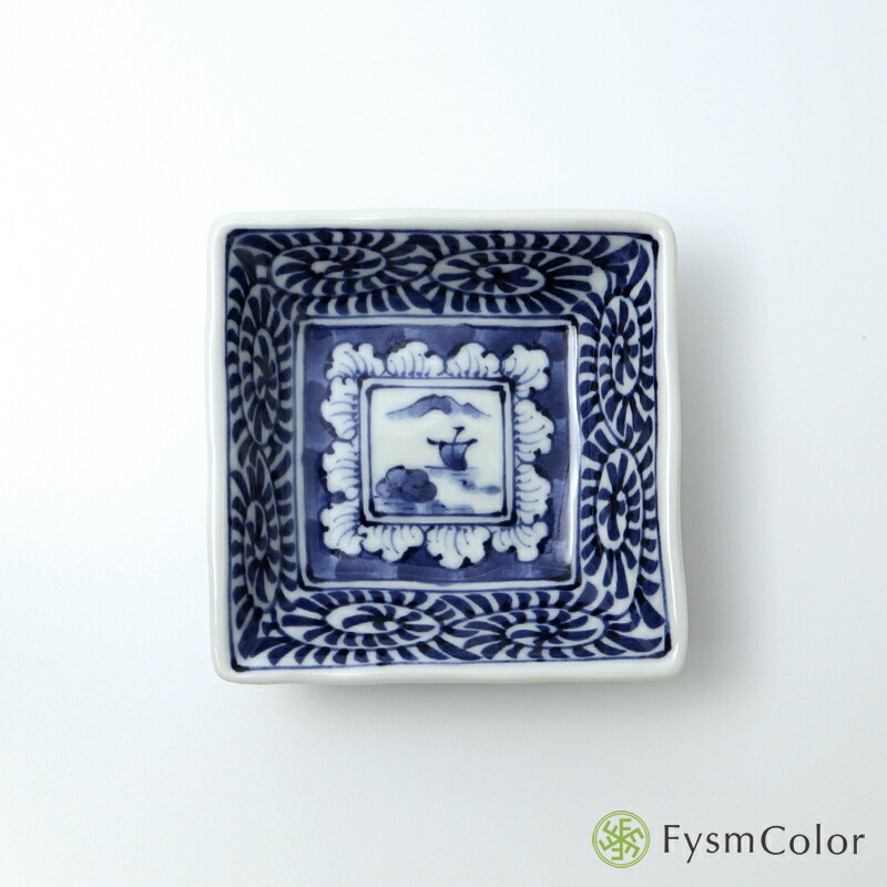 楽天市場】【波佐見焼】【山水タコ唐草角小皿】【染付絵変わり｜小皿