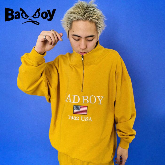 【楽天市場】BADBOY OFFICIAL 【U.S.A. LOGO EMBROIDERY HALFZIP】 バッドボーイ スウェット 長袖