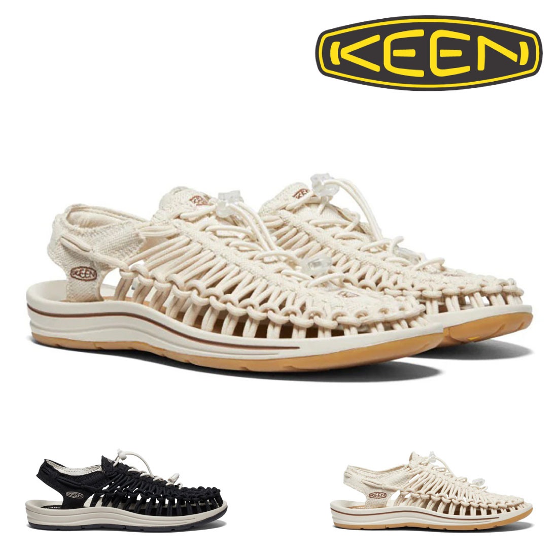 キーン KEEN レディース サンダル ユニーク キャンバス UNEEK CANVAS 1028565 1026231 スニーカーサンダル ストラップサンダル 防菌 防臭 スポサン スポーツサンダル 軽量 軽い 通気性