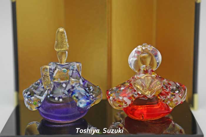 楽天市場】金彩飾り雛 青×赤ガラスのお雛様 雛人形 節句人形 手作り