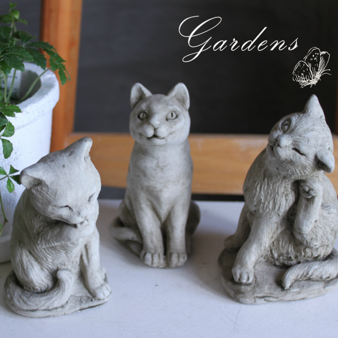 楽天市場 ガーデニング オーナメント キャット 3タイプ ネコ 猫 Cat ガーゴイル イギリス 置物 オブジェ 童話 動物 Hampshire Garden Craft ドラゴンストーンシリーズ イングリッシュガーデン 庭好き 笑顔 Gardens ガーデンズ