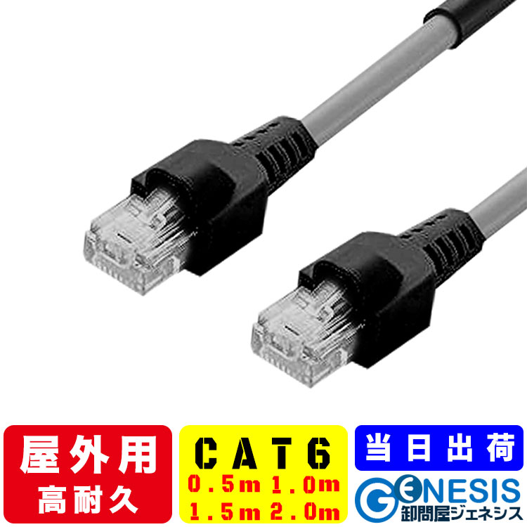 【 屋外用 LANケーブル cat6 0.5m 1m 1.5m 2m 】GSPOWER アウトドア LANケーブル 送料無料 PoE対応 PoE給電  業務用 企業用 高耐久 難燃性 耐候性 屋外仕様 2重被覆 雨天 カテゴリー6 爪折れ防止 製品保障 ソーラーパネル イーサネットケーブル