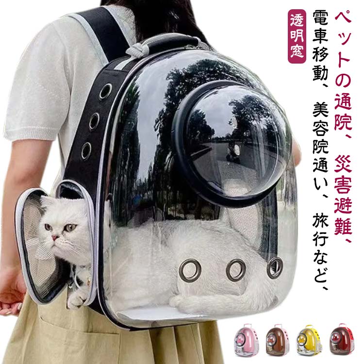 【訳あり】ペット用キャリーバッグ 透明 黒 リュック ペット お出かけ 散歩 ペットバッグ ペットキャリー キャリーバッグ リュック型 犬猫用