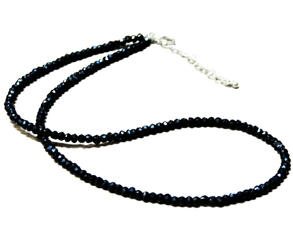 silver金具ブラックスピネルネックレス3mm42cm プレゼント