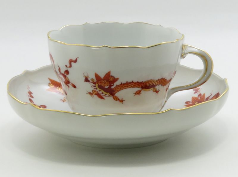 マイセン カップ&ソーサー■ドラゴン オレンジ 鳳凰 竜 C&S 1客 Meissen 1級品 1