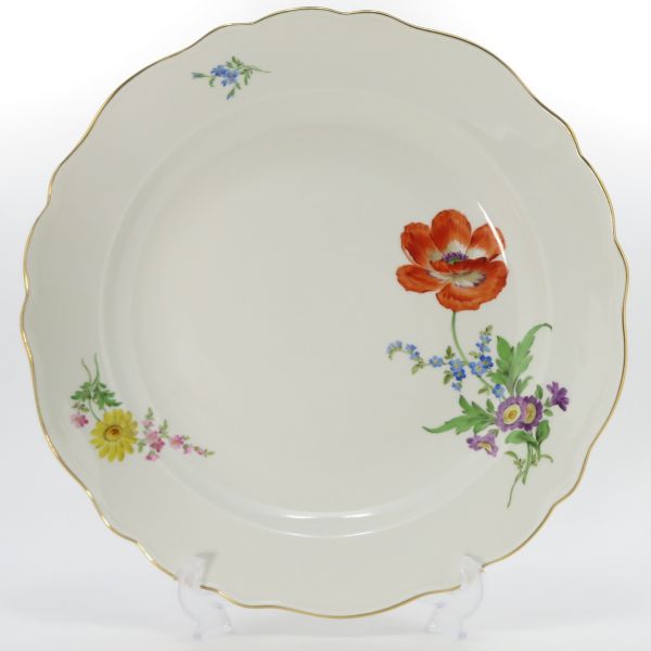 マイセン プレート■ベーシックフラワー ブーケ 三つ花 サービングプレート 35cm 大皿 洋食器 1枚 Meissen 1級品