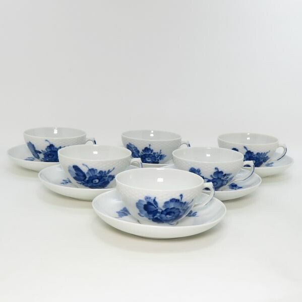 ロイヤルコペンハーゲン カップ&ソーサー■ブルーフラワー プレイン Royal Copenhagen ティーC&S 6客セット 洋食器 1級品