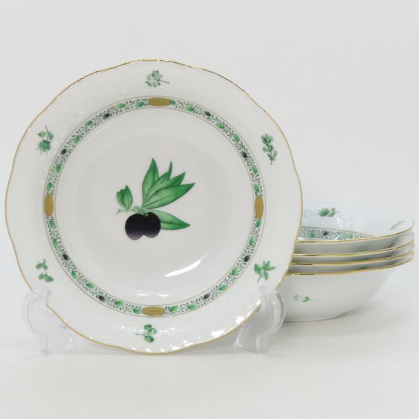 ヘレンド どんぶり鉢■アピシウスの草本 どんぶり鉢 16糎 洋食器 5個書き割り 1級品 HEREND