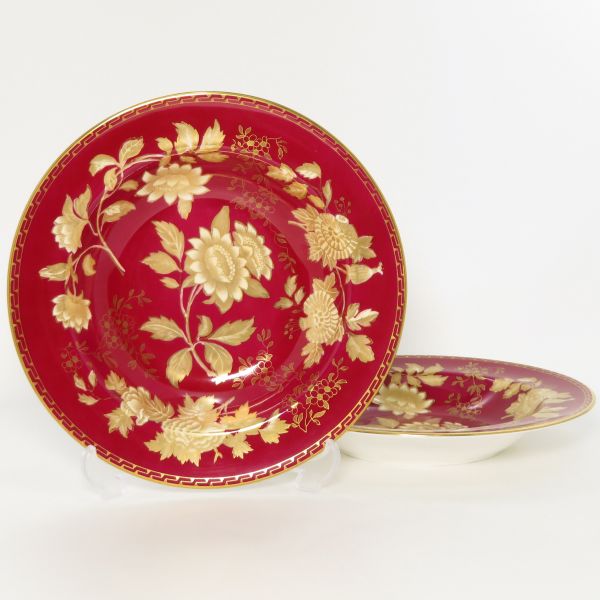 ウェッジウッド プレート■トンキンルビー スーププレート 19.5cm 洋食器 深皿 2枚セット WEDGWOOD 1級品 希少