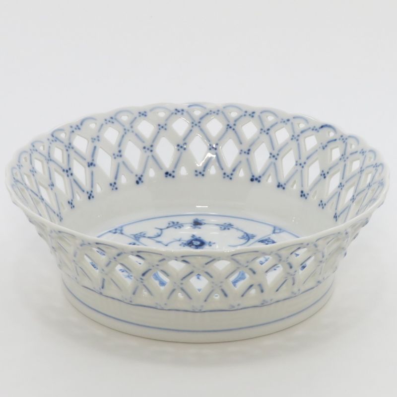 ロイヤルコペンハーゲン どんぶり鉢■ブルーフルーテッド 盛りだくさんスピード競技 Royal Copenhagen フルーツ提げ篭 19珊 透かし 果物皿 深皿 1個 1級品
