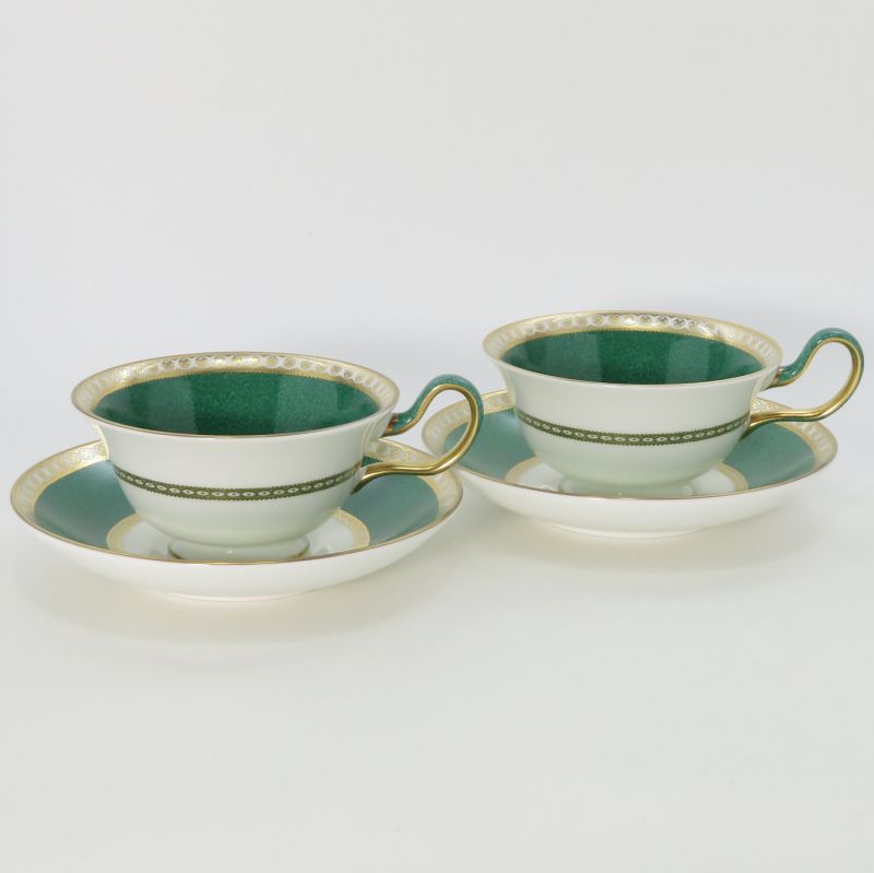 ウェッジウッド カップ&ソーサー■ユーランダー パウダー グリーン C&S 洋食器 2客セット WEDGWOOD 1級品 1