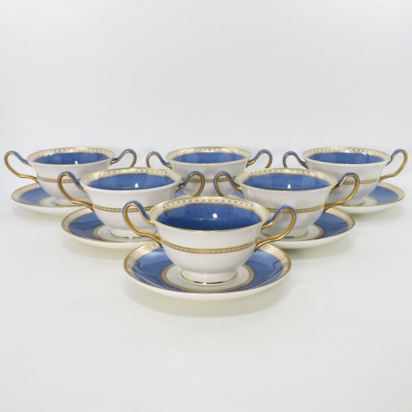 ウェッジウッド カップ&ソーサー■ユーランダー パウダー ブルー スープC&S 洋食器 6客セット WEDGWOOD 1級品