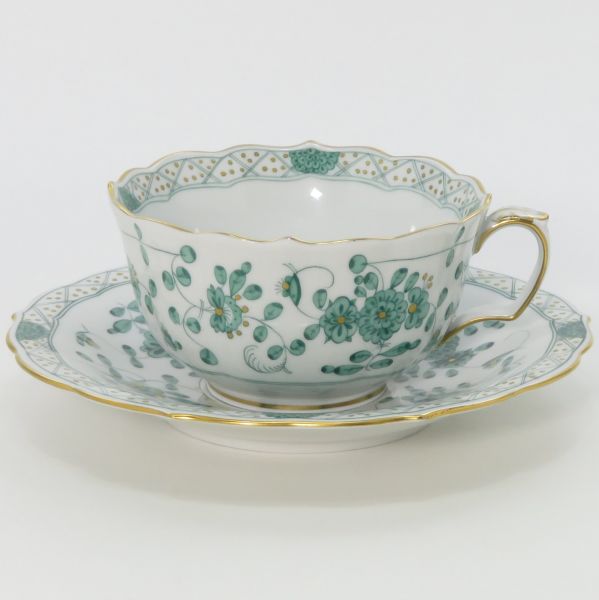 マイセン カップ&ソーサー■インドの華 リッチグリーン C&S 洋食器 1客 Meissen 1級品 1