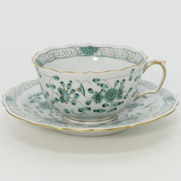マイセン カップ&ソーサー■インドの華 リッチグリーン C&S 洋食器 1客 Meissen 1級品 6