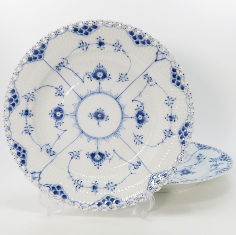 ロイヤルコペンハーゲン フルレース■ブルーフルーテッド フルレース ディナープレート 2枚セット 25cm Royal Copenhagen 洋食器 1級品 1
