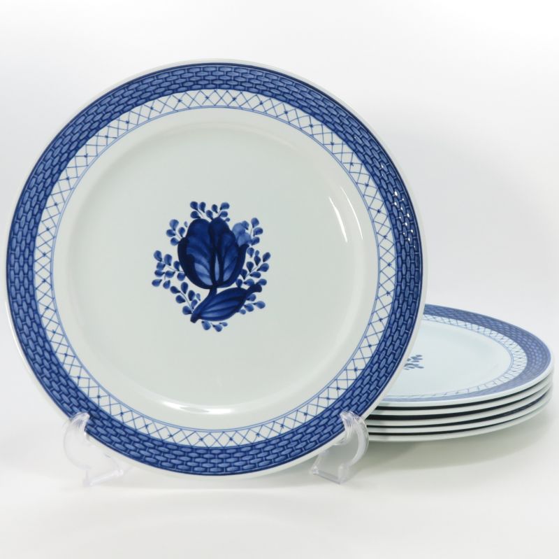 ロイヤルコペンハーゲン 一皿■トランクェーバー 青色 晩さん会一皿 6枚仕掛ける 洋食器 Royal Copenhagen 27.5糎 1級品