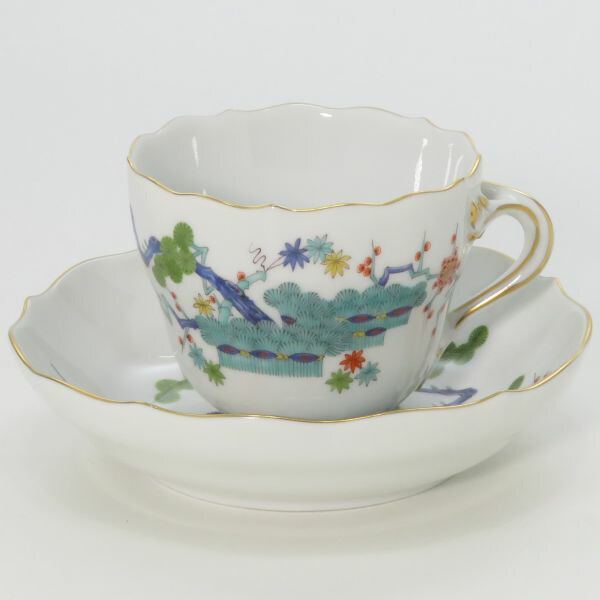 マイセン 優勝杯＆平円盤■シノワズリ 柿右衛門様式 松竹梅 デミタスC\u0026S Meissen 洋食器 1級品 2