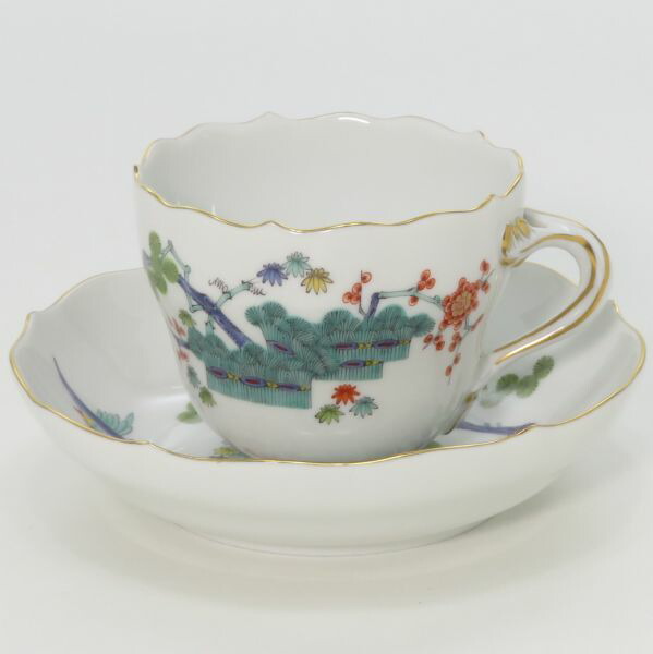 マイセン 優勝杯＆平円盤■シノワズリ 柿右衛門様式 松竹梅 デミタスC\u0026S Meissen 洋食器 1級品 4