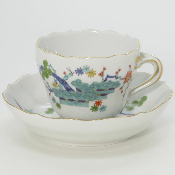 マイセン 優勝杯＆平円盤■シノワズリ 柿右衛門様式 松竹梅 デミタスC\u0026S Meissen 洋食器 1級品 6