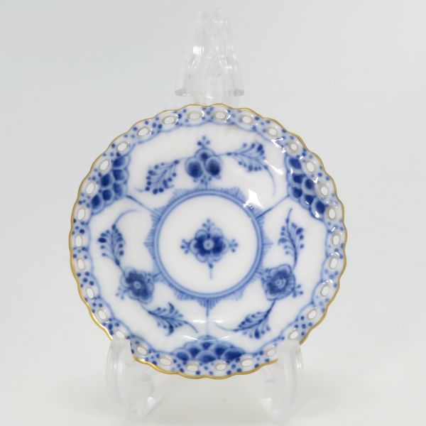 希少 ロイヤルコペンハーゲン プレート■ブルーフルーテッド フルレース バタープレート 金彩 1枚 Royal Copenhagen 7.5cm 1級品