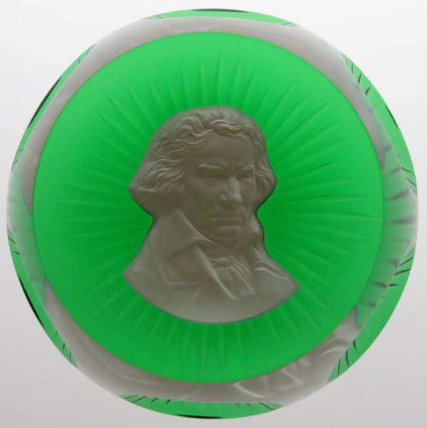 バカラ ペーパーウェイト ● 文鎮 フランクリンミント ベートーヴェン クリスタル カメオ グリーン 緑 Ludwig van Beethoven 希少 箱 説明書 13,286円
