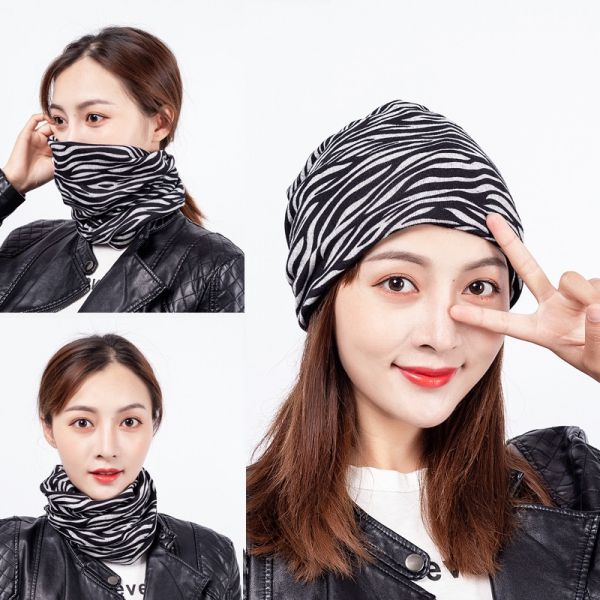 レディス 暖かい 4way おしゃれ サイクリング スキー スノボ スノーボード スポーツ ゼブラ柄 ネックウォーマー バイク 自転車 通勤 通学 防寒 交換無料 防寒