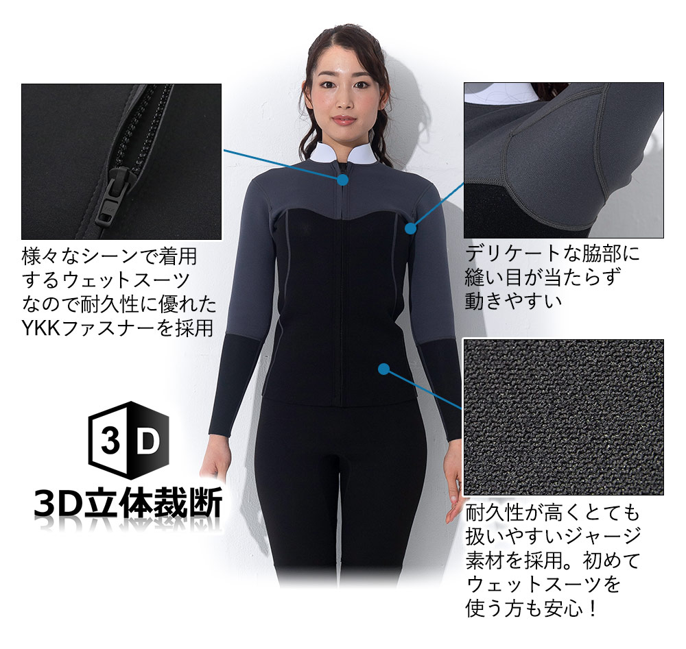 サイズ交換ok レディース あす楽 ポイント5倍 送料無料 サーフィン ロングパンツ タッパー 2ピース ロングパンツ1 5mm フロントジップタッパー2mmセット ジャケット2mm レディース S Ll ウェットスーツ セット ウェットスーツ Ko A ロングパンツ1 5mm ジャケット