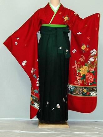 【レンタル】振袖、袴（刺繍はかま）レンタル【人気商品】【HF135】冬春キャンペーン 16,330円