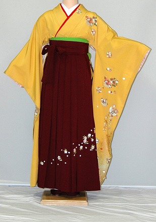 【レンタル】振袖、袴（刺繍はかま）レンタル【黄色・淡色系】【HF704】標準/Ｌ寸/7号/9号/11号/13号/冬春キャンペーン｜かしいしょうプラザ大きい留袖振袖 23,816円