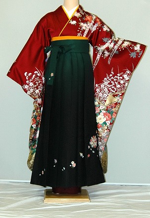 【レンタル】振袖、袴（刺繍はかま）レンタル【赤・ピンク・赤紫系】【HF302】標準/小柄/S寸/Ｍ寸/7号/9号/11号/13号/冬春キャンペーン