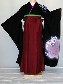 【レンタル】振袖、袴（はかま）レンタル【黒・茶・グレー系】【青・青紫・緑系】【HF725】標準/Ｌ寸/7号/9号/11号/13号/冬春キャンペーン