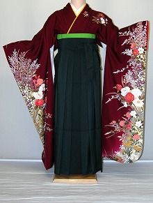 【レンタル】振袖、袴（はかま）レンタル【赤・ピンク・赤紫系】【HF742】標準/Ｌ寸/7号/9号/11号/13号/冬春キャンペーン