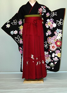 【レンタル】振袖、袴（刺繍はかま）レンタル【青・青紫・緑系】【HF763】標準/Ｌ寸/7号/9号/11号/13号/冬春キャンペーン｜かしいしょうプラザ大きい留袖振袖 24,600円