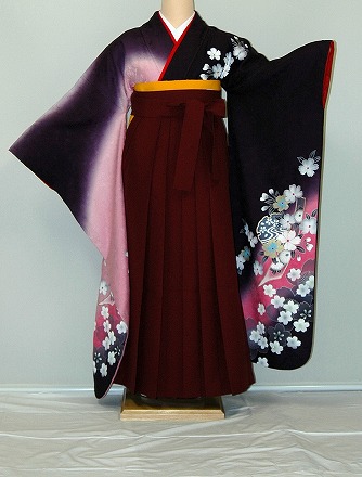 【レンタル】振袖、袴（はかま）レンタル【青・青紫・緑系】【HF768】標準/Ｌ寸/7号/9号/11号/13号/冬春キャンペーン