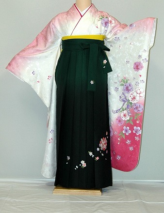 【レンタル】振袖、袴（刺繍はかま）レンタル【白・薄色系】【HF803】標準/Ｌ寸/7号/9号/11号/13号/冬春キャンペーン