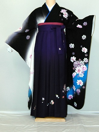 【レンタル】振袖、袴（刺繍はかま）レンタル【白・薄色系】【黒・茶・グレー系】【HF911】標準/Ｌ寸/7号/9号/11号/13号/冬春キャンペーン
