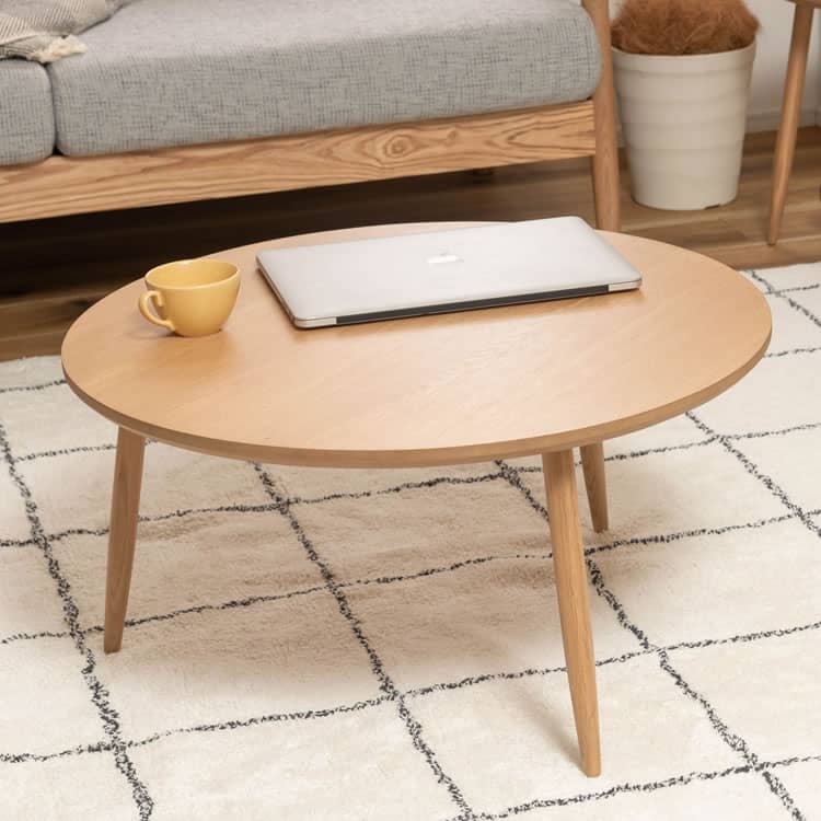 ソファ ソファー テーブル ラウンドテーブルL 幅70× 奥行70× 高さ36 cm ( センターテーブル リビングテーブル ネストテーブル コンパクト シンプル ナチュラル 北欧 かわいい おしゃれ 丸型 ラウンド 木製 天然木 3本脚 インテリア 一人暮らし )