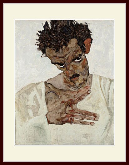 エゴン・シーレ ほおずきの実のある自画像 フォトタイル木製フレーム