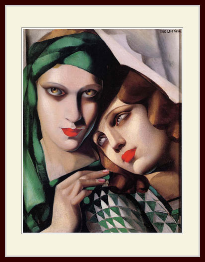 複製画・額縁付き・レンピッカ・「自画像（緑のブガッティを運転するタマラ)」 レンピッカ・「自画像（緑のブガッティを運転するタマラ