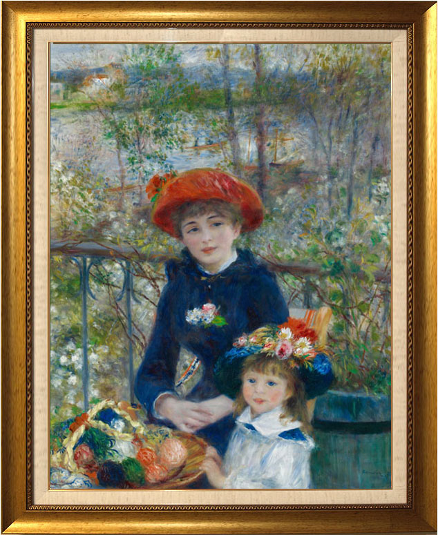 B品セール 世界の名画シリーズ、プリハード複製画 ピエール・オーギュスト・ルノアール作 「ピアノに寄る娘達」（額縁付）〔〕 通販 