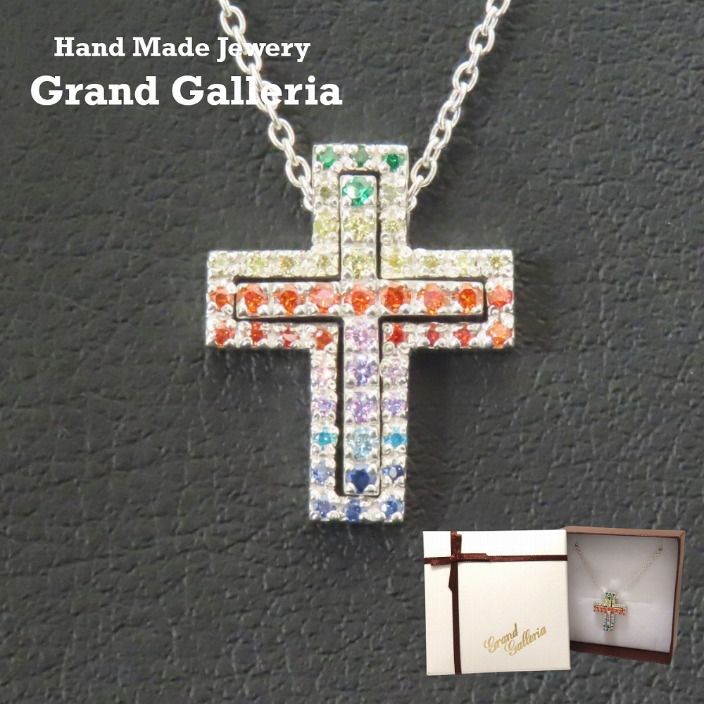 楽天市場】K18WG【1.0ct】ダイヤモンド クロス ネックレス