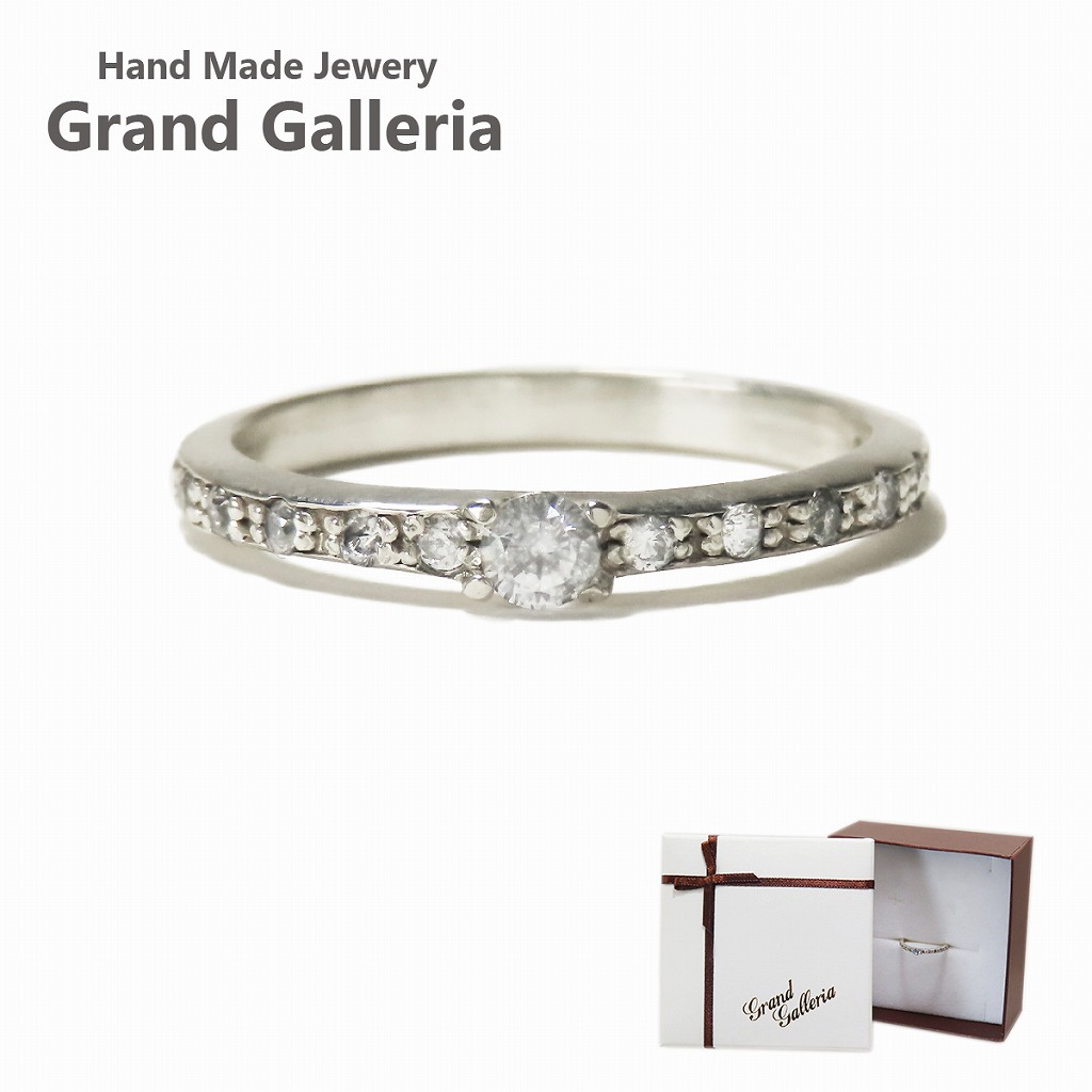 ストーンリング シルバー925 【刻印無料】 リング 指輪 ピンキーリング シルバーアクセサリー 女性 レディース クリスマス 誕生日 プレゼント キュービックジルコニア CZ キラキラ シンプル ハンドメイド 手作り ジュエリーボックス 箱入り Grand Galleria グランドガレリア｜Grand Galleria 9,636円