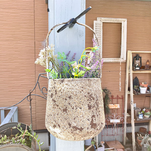 楽天市場】アンティーク風ブリキプランター シャビータップポットSGY