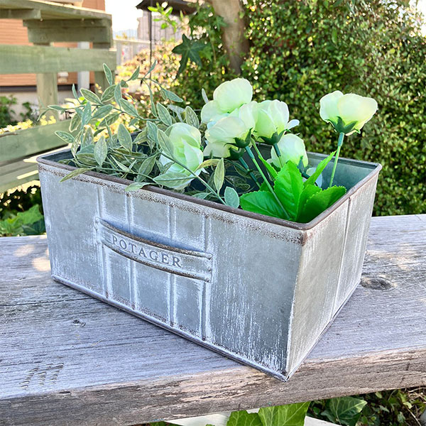 楽天市場】鳥かご風ブリキプランター アールビーポットGY グレー