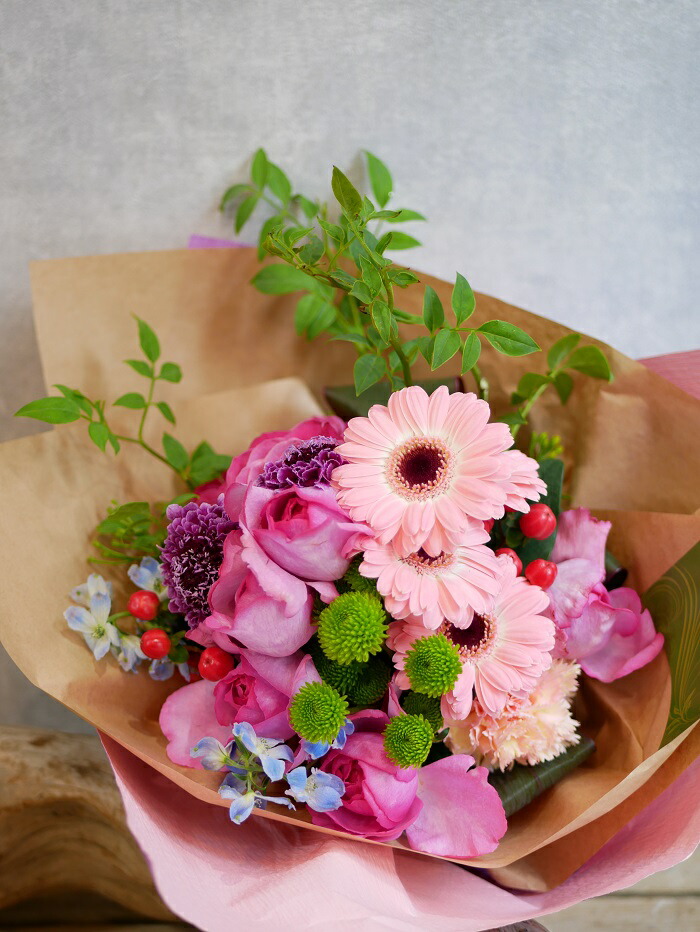 21春夏新色 花束 フラワー 花 かわいい 誕生日 お祝 開店祝い プレゼント バラ ガーベラ スカビオサ スプレーマム デルフィニウム ブーケ 送料無料 Mediquickfl Com