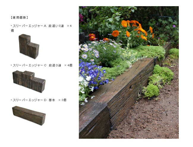 コンクリート枕木 スリーパーエッジャー C N Nxt 2個 アプローチ エクステリア ガーデン コンクリート コンクリート製 リアル 丈夫 庭 擬木 敷石 枕木 段違3連 腐らない 送料無料 通路 メール便無料 C